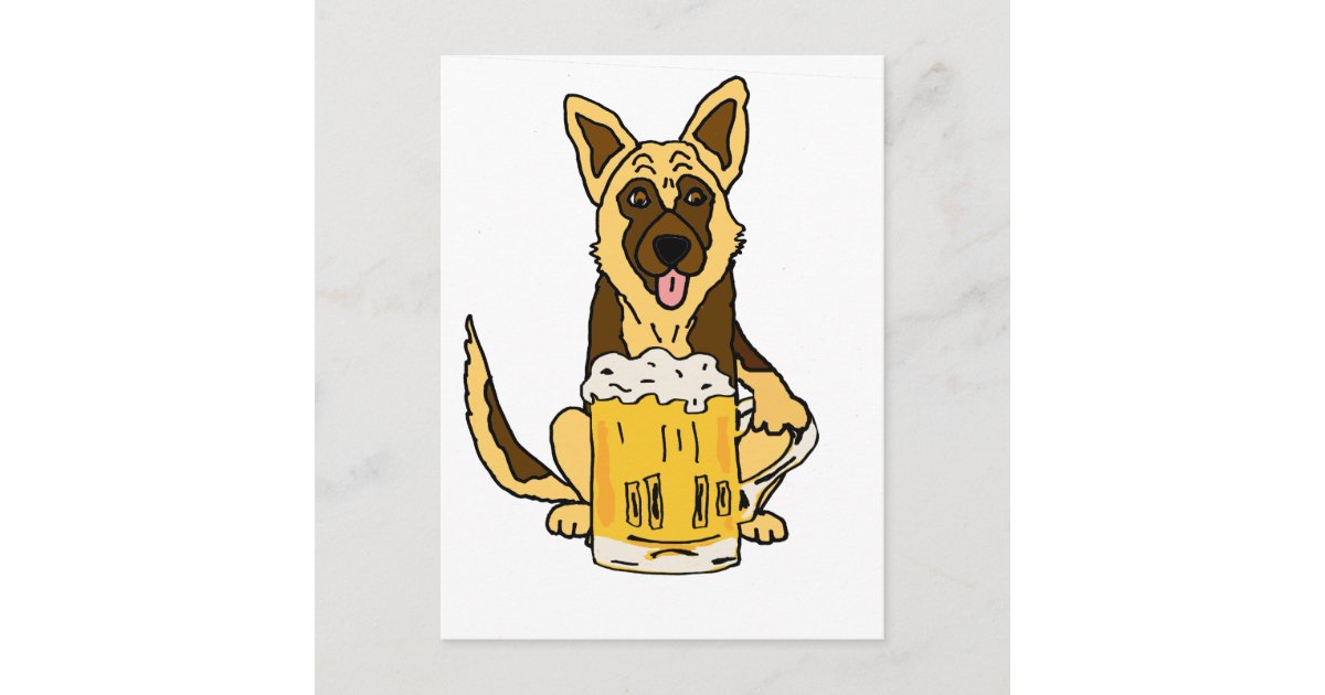 おもしろいなジャーマン シェパード犬飲むビール芸術 ポストカード Zazzle Co Jp
