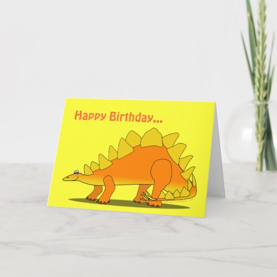 おもしろいなステゴサウルスの恐竜のバースデー カードのテンプレート カード Zazzle Co Jp