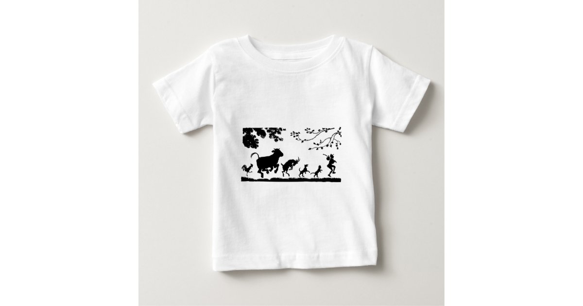 おもしろいな踊り動物牛鶏のヤギのシルエット ベビーtシャツ Zazzle Co Jp