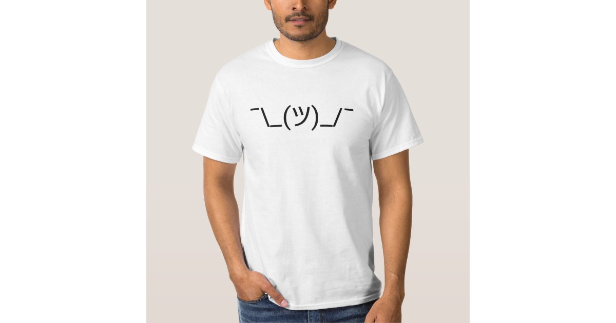 おもしろいな ツ の肩をすくめるしぐさの顔文字の文字の顔 Tシャツ Zazzle Co Jp