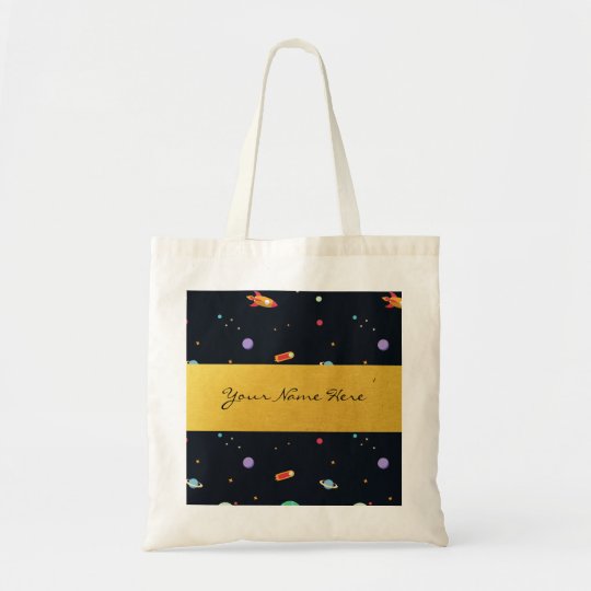 おもしろいのファンキーなレトロの宇宙ロケット及び惑星 トートバッグ Zazzle Co Jp