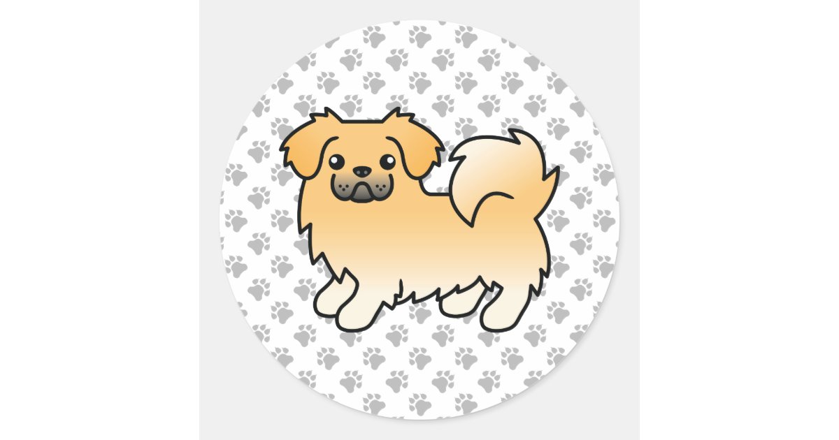 お化けチベットスパニエル犬かわいい漫画の犬 ラウンドシール Zazzle Co Jp