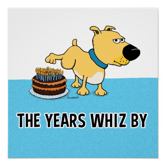 お誕生日ケーキで小便をするおもしろい犬 ポスター Zazzle Co Jp