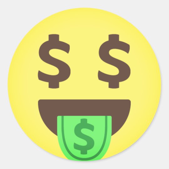 お金の口emoji ラウンドシール Zazzle Co Jp