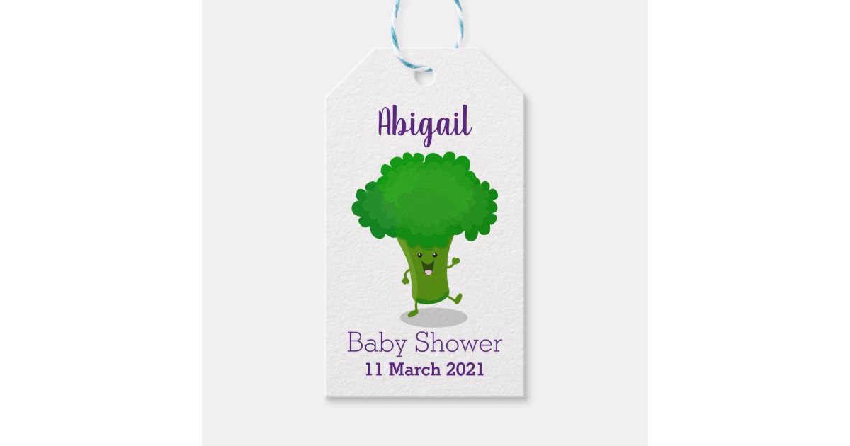 かわいいかわいい踊りブロッコリー漫画イラストレーション ギフトタグ Zazzle Co Jp