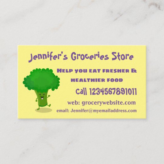 かわいいかわいい踊りブロッコリー漫画イラストレーション 名刺 Zazzle Co Jp