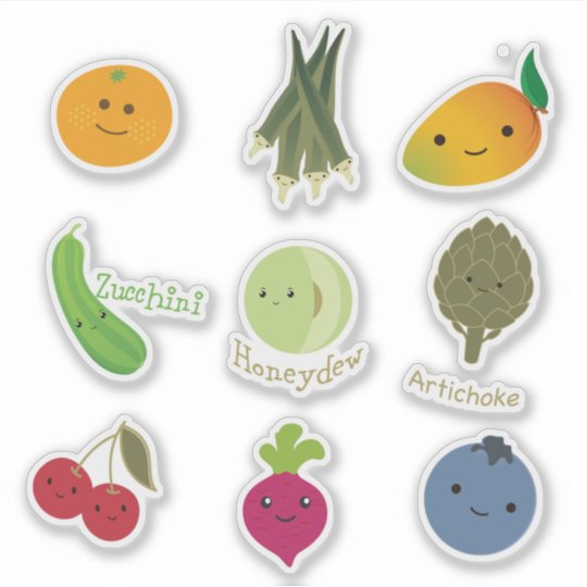 かわいいかわいいfrutisおよび野菜のステッカーセット シール Zazzle Co Jp