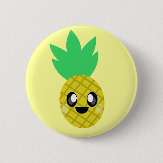 かわいいのパイナップルフルーツの顔のそう幸せなかわいい 缶バッジ Zazzle Co Jp