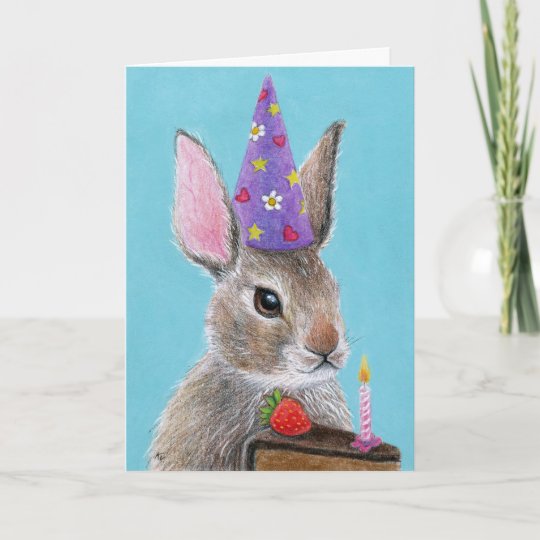 かわいいウサギとケーキの誕生日グリーティングカード カード Zazzle Co Jp