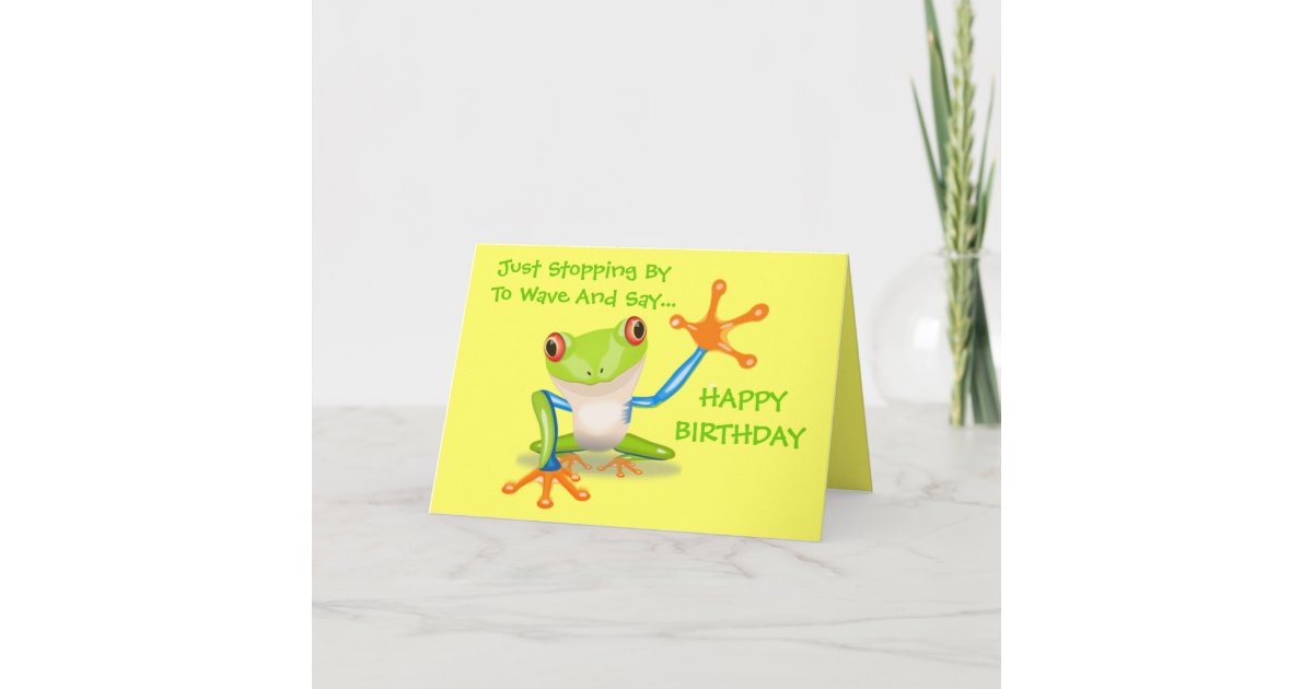かわいいカエルのおもしろいな動物はハッピーバースデーをからかいます カード Zazzle Co Jp