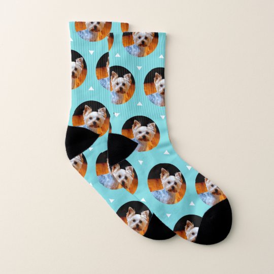 かわいいカスタム犬またはペットの写真模様ターコイズ ソックス Zazzle Co Jp かわいいカスタム犬またはペットの写真模様ターコイズ ソックス Zazzle Co Jp