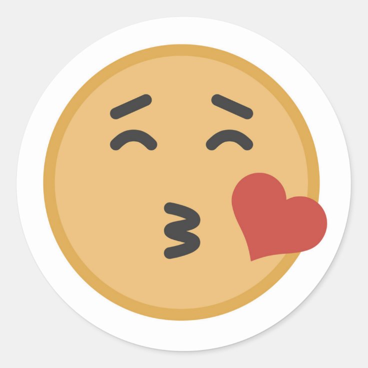 かわいいキスemojiは漫画に直面します ラウンドシール Zazzle Co Jp