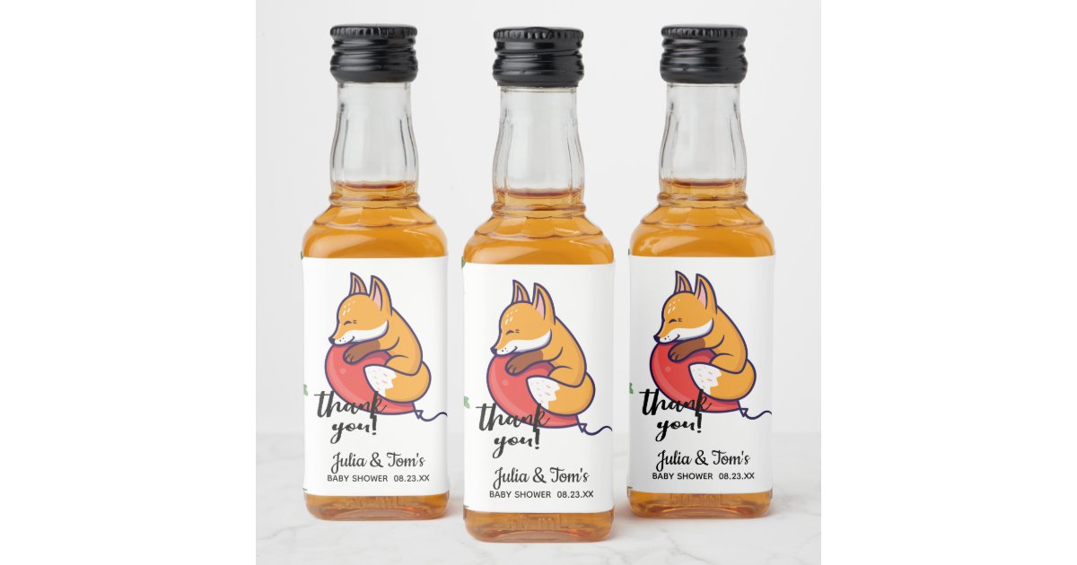 かわいいキツネありがとうベビーシャワーミニ リキュールボトルラベル Zazzle Co Jp かわいいキツネありがとうベビーシャワーミニ リキュールボトルラベル Zazzle Co Jp