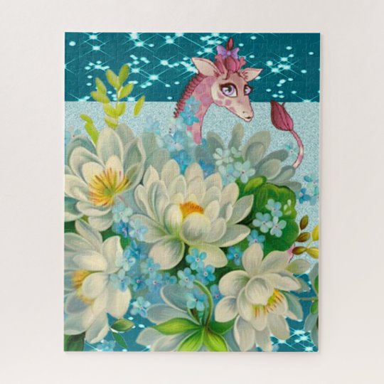 かわいいキリンの花 ジグソーパズル Zazzle Co Jp