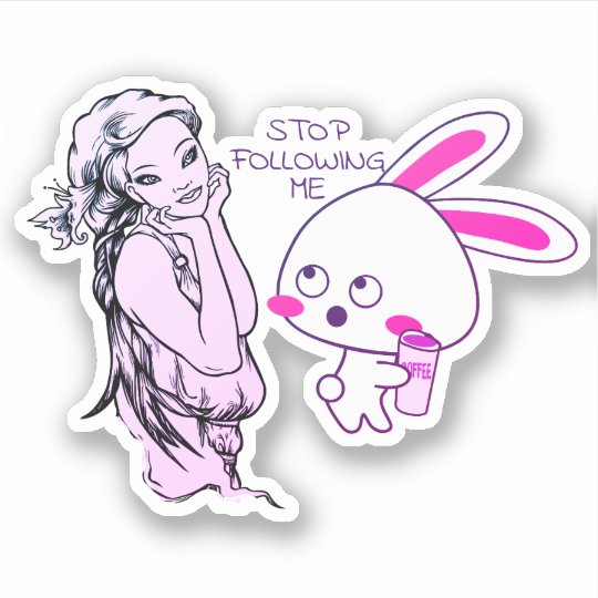 かわいいコーヒーバニーによって取りつかれている女性のストーカー シール Zazzle Co Jp