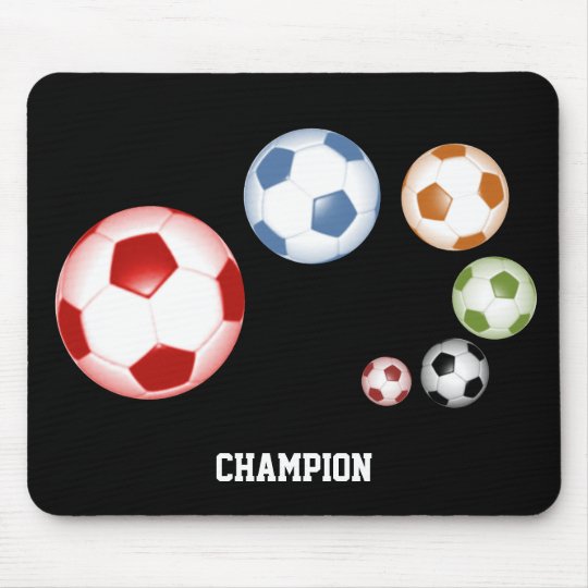 かわいいサッカーボールのセットが黒に マウスパッド Zazzle Co Jp