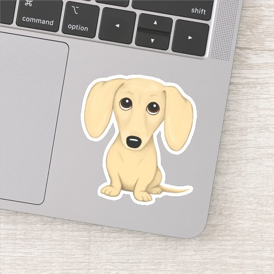 かわいいショートハスのクリーム ダックシュンド マンガ犬 シール Zazzle Co Jp