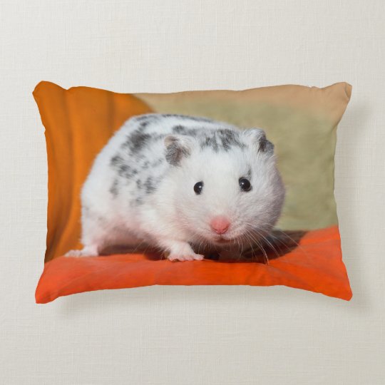 かわいいシリアハムスターの白い斑点のあおもしろいるペット アクセントクッション Zazzle Co Jp