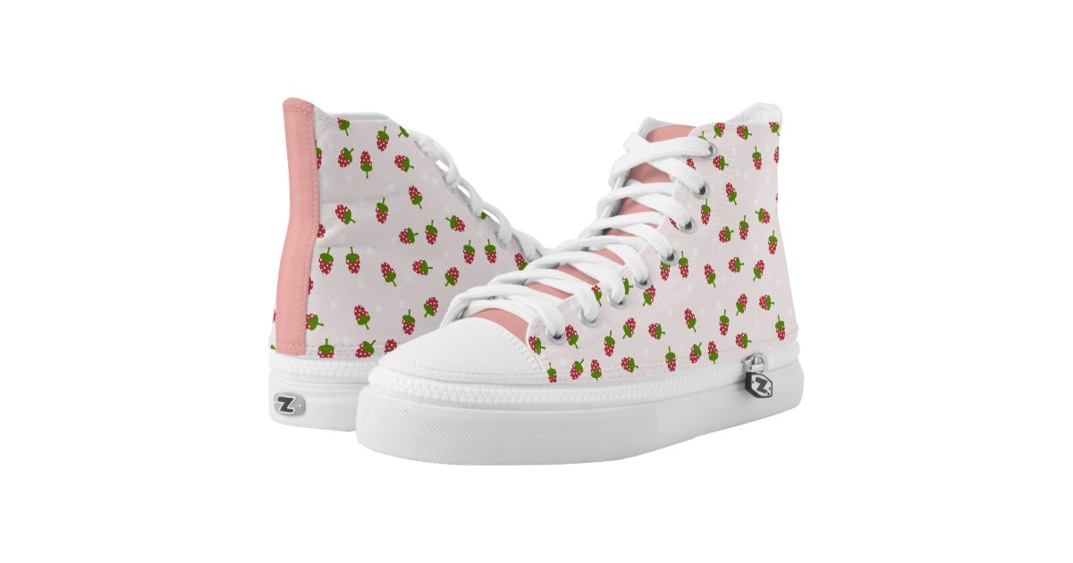 かわいいストロベリーパターンピンクキュートソフトパステル ハイトップスニーカー Zazzle Co Jp