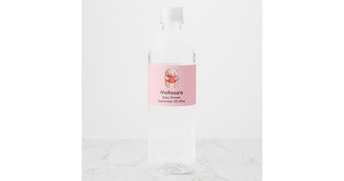 かわいいテディベア運の赤いハートのベビーシャワー ペットボトルラベル Zazzle Co Jp かわいいテディベア運の赤いハートのベビーシャワー ペットボトルラベル Zazzle Co Jp