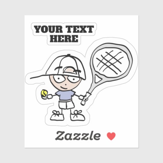 かわいいテニスの漫画が付いているカスタムなデカールのステッカー シール Zazzle Co Jp かわいいテニスの漫画が付いているカスタムなデカールのステッカー シール Zazzle Co Jp