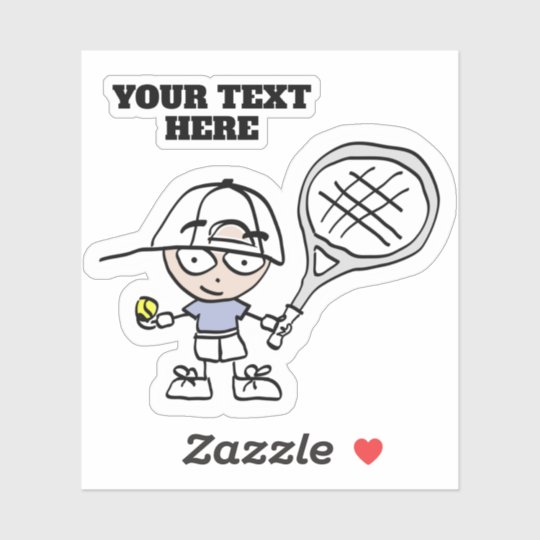 かわいいテニスの漫画が付いているカスタムなデカールのステッカー シール Zazzle Co Jp