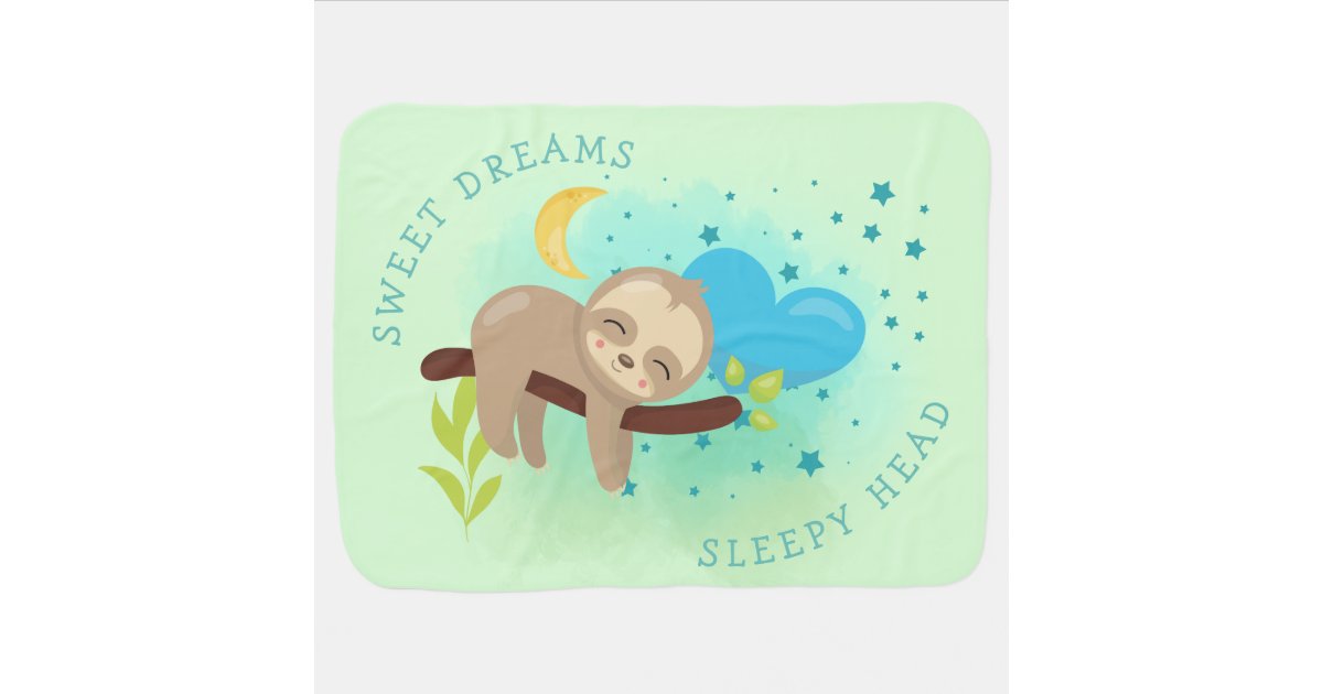 かわいいナマケモノが眠る甘い夢眠そうな頭緑 ベビー ブランケット Zazzle Co Jp