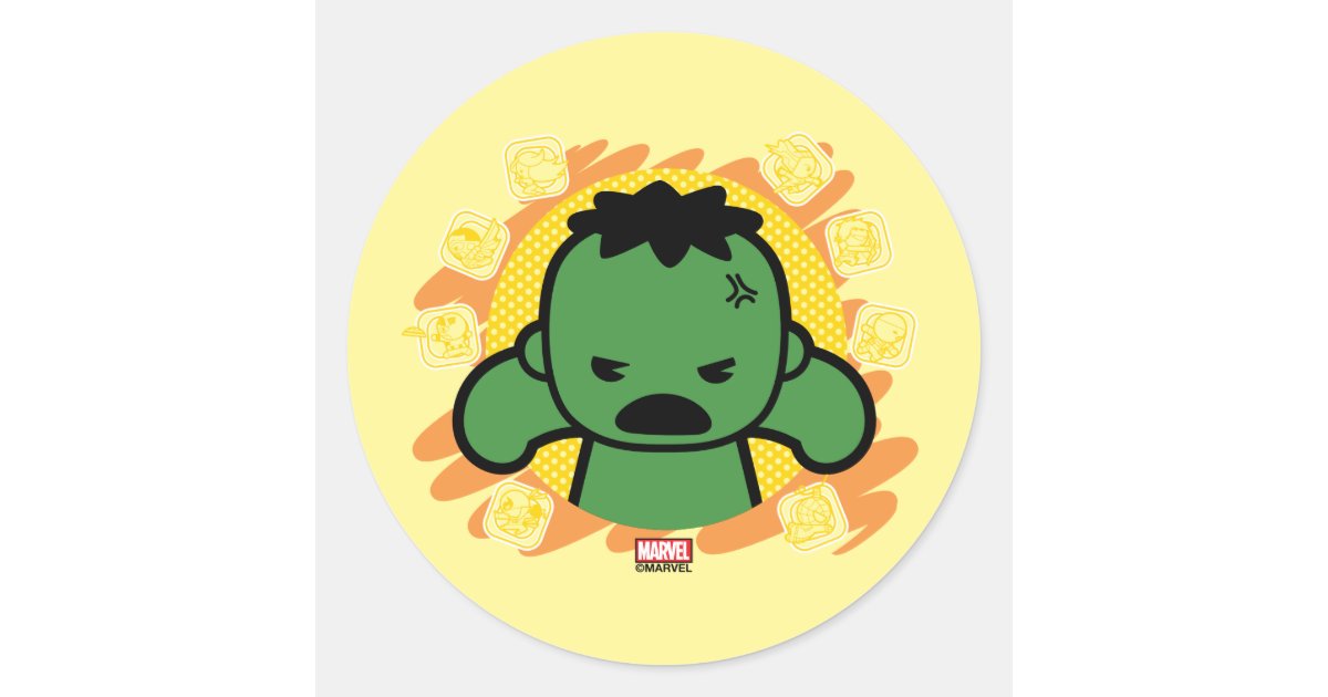かわいいハルクウィズマーベルヒーローアイコン ラウンドシール Zazzle Co Jp
