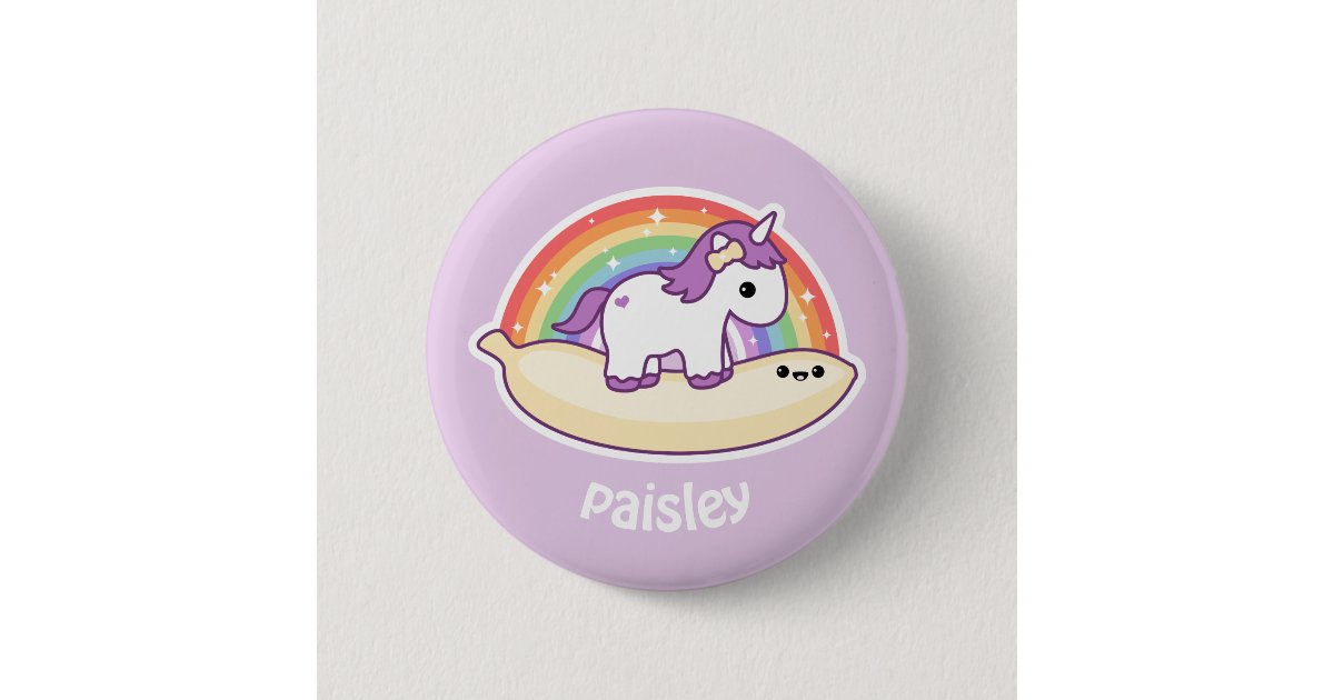 かわいいバナナのユニコーン 缶バッジ Zazzle Co Jp