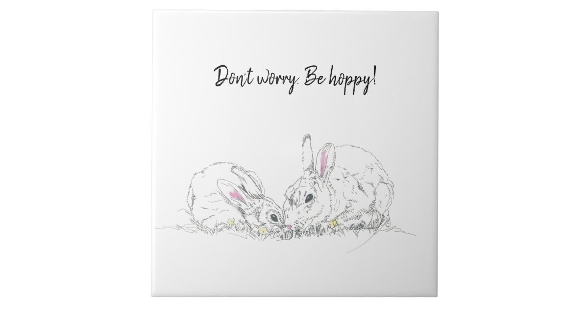 かわいいバニーウサギスケッチ かわいそうに タイル Zazzle Co Jp