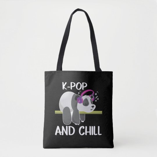 かわいいパンダのヘッドフォンポップ アートの 韓国人の愛するk ポップ アートのミュージック トートバッグ Zazzle Co Jp