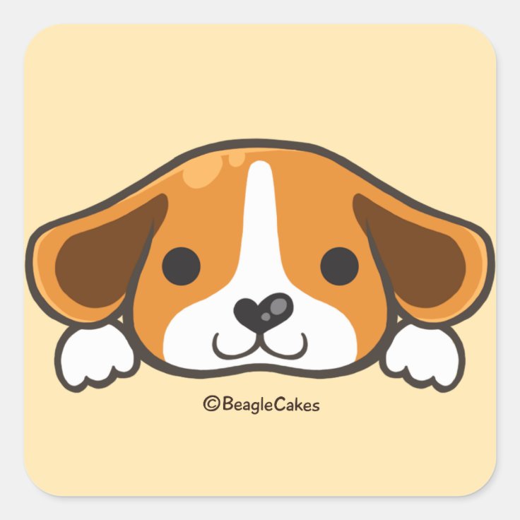 かわいいビーグル犬のステッカー スクエアシール Zazzle Co Jp