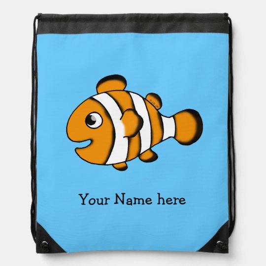 かわいいピエロの魚 ちょうど名前を加えて下さい ナップサック Zazzle Co Jp