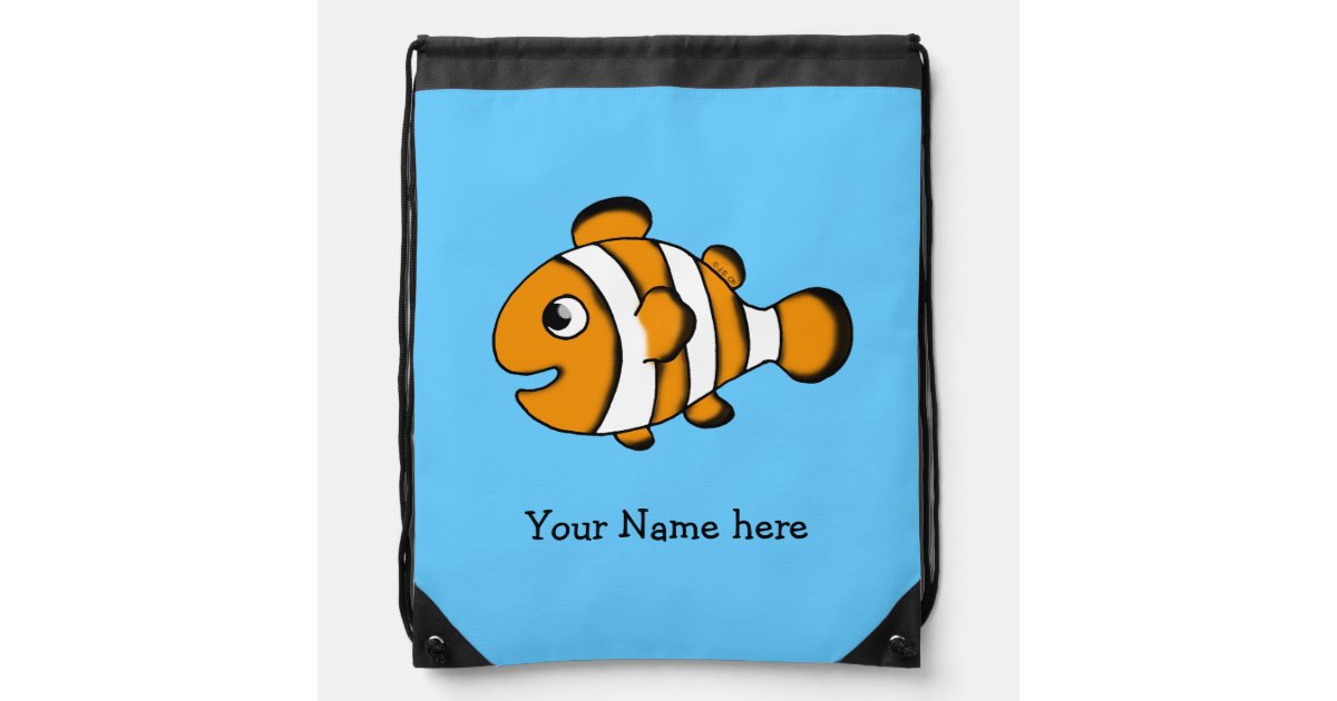 かわいいピエロの魚 ちょうど名前を加えて下さい ナップサック Zazzle Co Jp