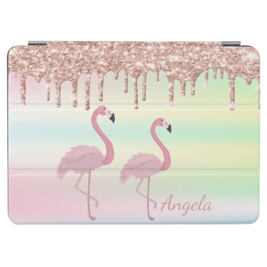 かわいいピンクのフラミンゴスグリッタードリップス虹色 Ipad Air カバー Zazzle Co Jp