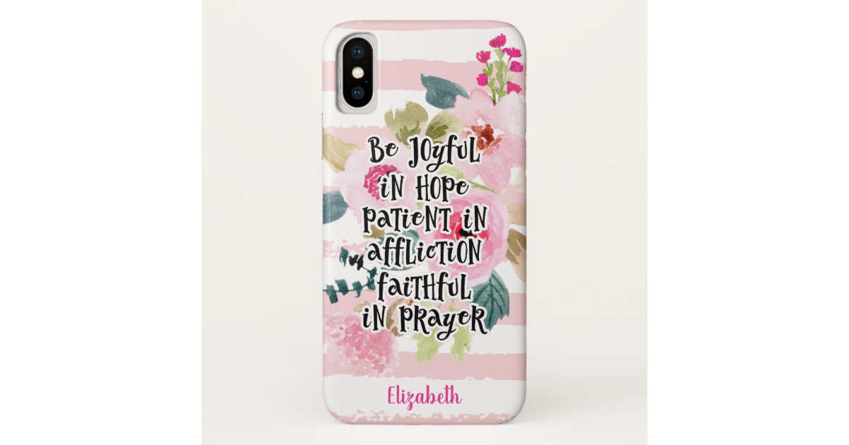 かわいいピンクの水彩の花キリスト教聖書詩 Case Mate Iphoneケース Zazzle Co Jp