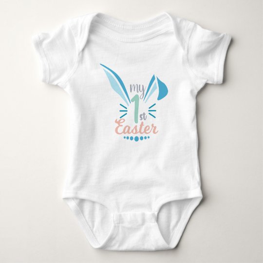 かわいいピンクバニーイヤーマイファーストイースター男の赤ちゃん ベビーボディスーツ Zazzle Co Jp
