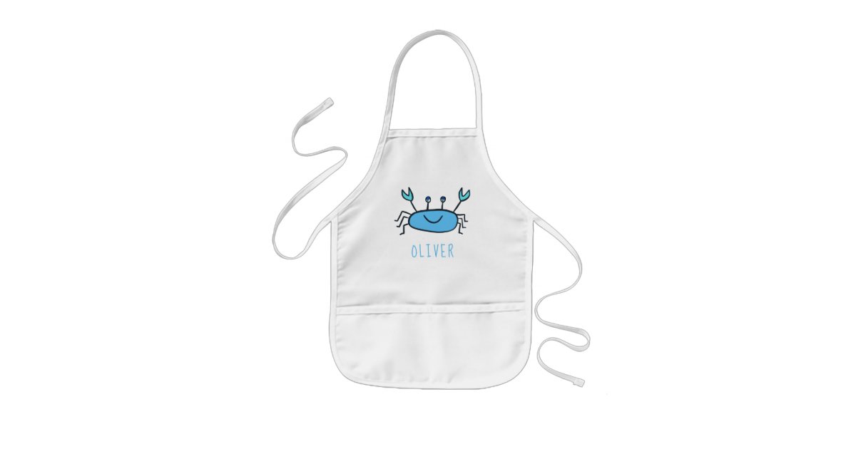 かわいいブルーカニの海の動物の男の子の名前 子供用エプロン Zazzle Co Jp