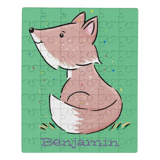 かわいいベビーフォックス漫画イラストレーション ジグソーパズル Zazzle Co Jp