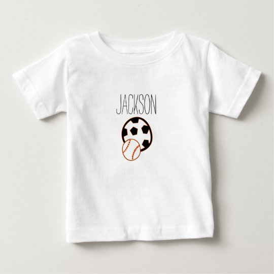 かわいいベビー男の赤ちゃん名及び野球サッカーボール ベビーtシャツ Zazzle Co Jp