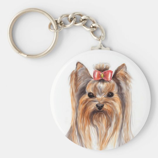 かわいいヨークシャー テリア ワンピー ドッグ 色彩の鮮やかキーチェーン キーホルダー Zazzle Co Jp