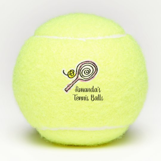 かわいいラケットデザインの名前をカスタムするのテニス ボール テニスボール Zazzle Co Jp