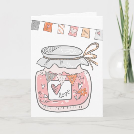 かわいいラブジャムジャーバンティングイラストレーションピンクグレー カード Zazzle Co Jp かわいいラブジャムジャーバンティングイラストレーションピンクグレー カード Zazzle Co Jp