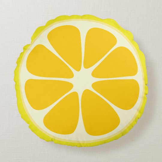 かわいいレモン切れの柑橘類のおもしろいなグルメのおもしろい ラウンドクッション Zazzle Co Jp