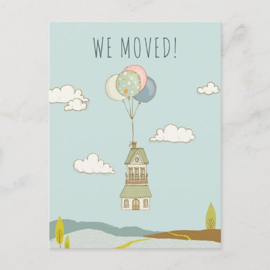 かわいいヴィンテージ私達は の気球の家を動かしました 案内ポストカード Zazzle Co Jp