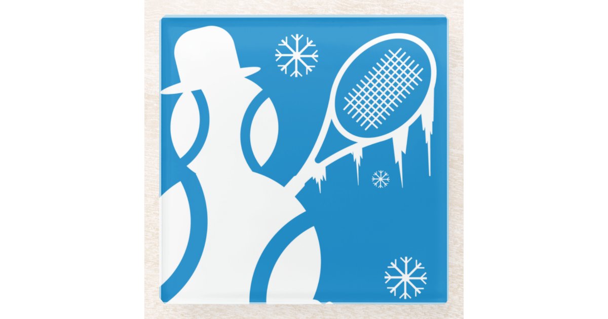 かわいい冬の雪だるまとテニスラケットのクリスマス ガラスコースター Zazzle Co Jp