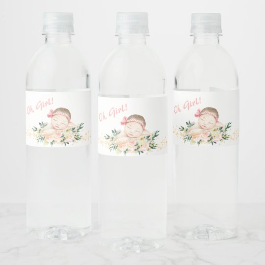 かわいい女の子の水ラベル付け赤ちゃん生まれたばかりのシャワー ペットボトルラベル Zazzle Co Jp