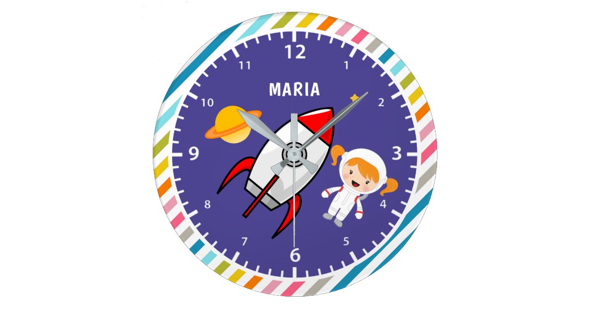 かわいい女の子宇宙飛行士が宇宙ロケットの子ども室 ラージ壁時計 Zazzle Co Jp かわいい女の子宇宙飛行士が宇宙ロケットの子ども室 ラージ壁時計 Zazzle Co Jp