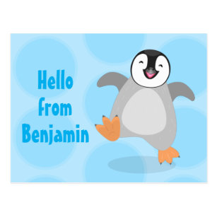 かわいい幸せな皇帝ペンギン雛の漫画 ポストカード Zazzle Co Jp
