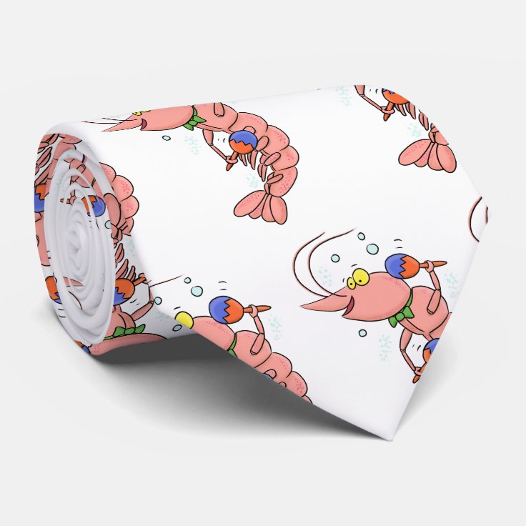 かわいい幸せエビ エビの漫画 ネクタイ Zazzle Co Jp